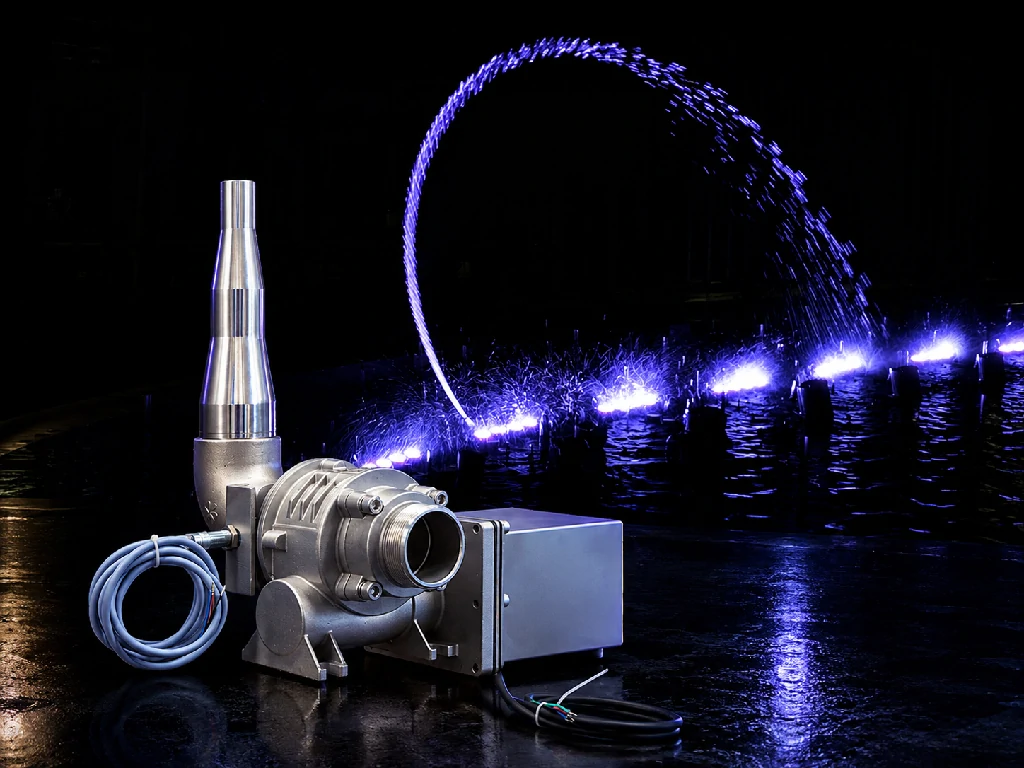 1D and 2D swing fountain devices with multidirectional water movement effect reference