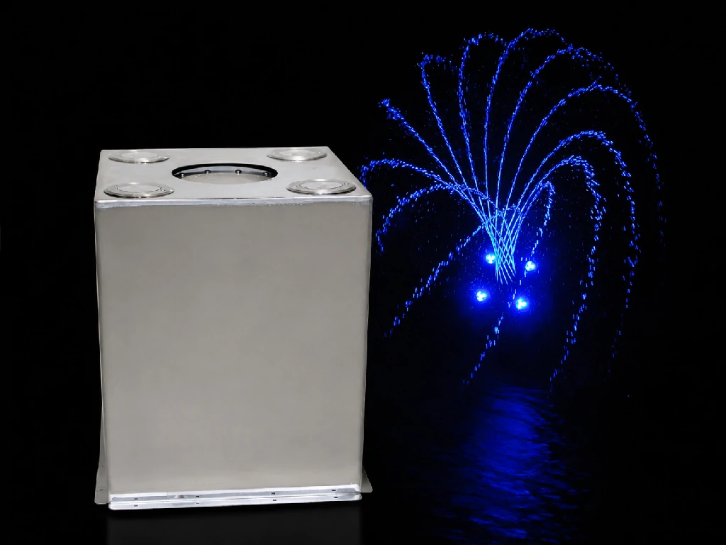 Rotating fountain device with circular water movement effect reference for a dancing fountain