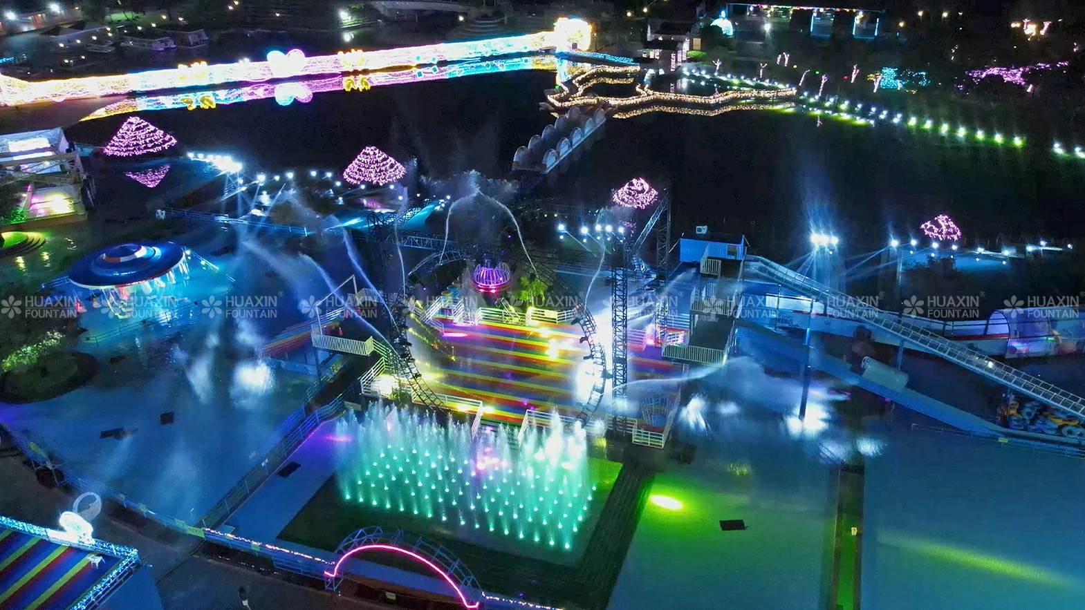 Musical fountain show for a tourism and entertainment destination