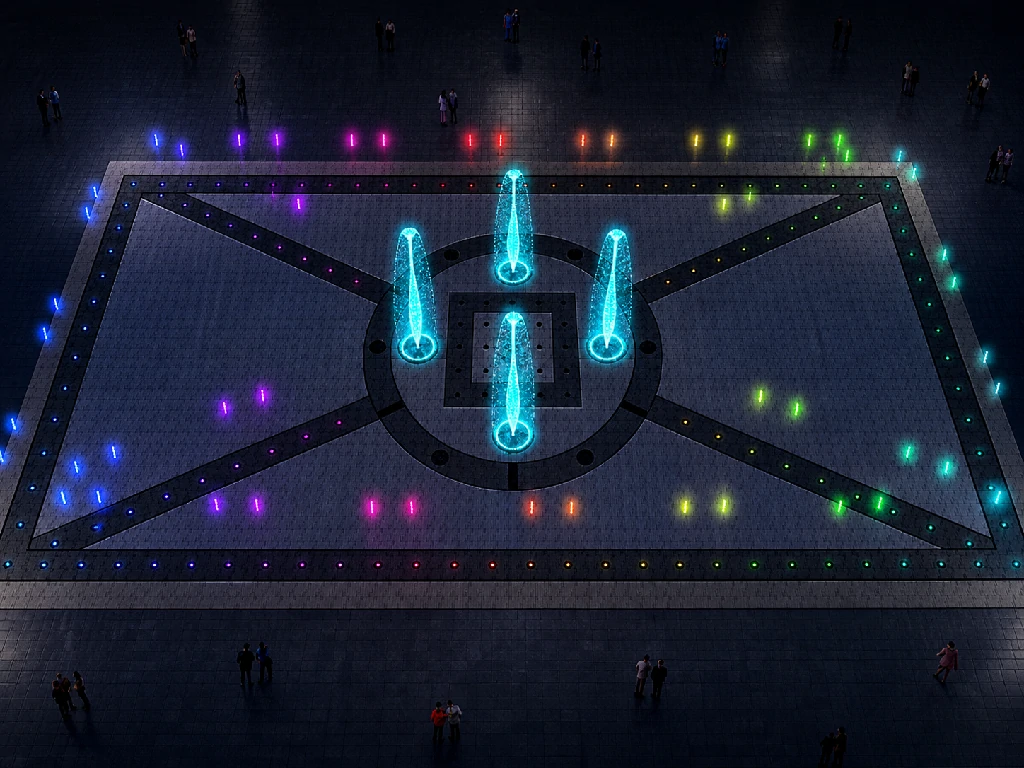 Concept visual of variable jet effects in a programmed dancing fountain system