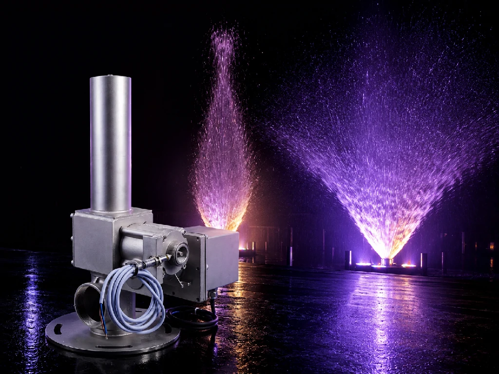 Variable nozzle equipment with variable jet effect reference in a dancing fountain system