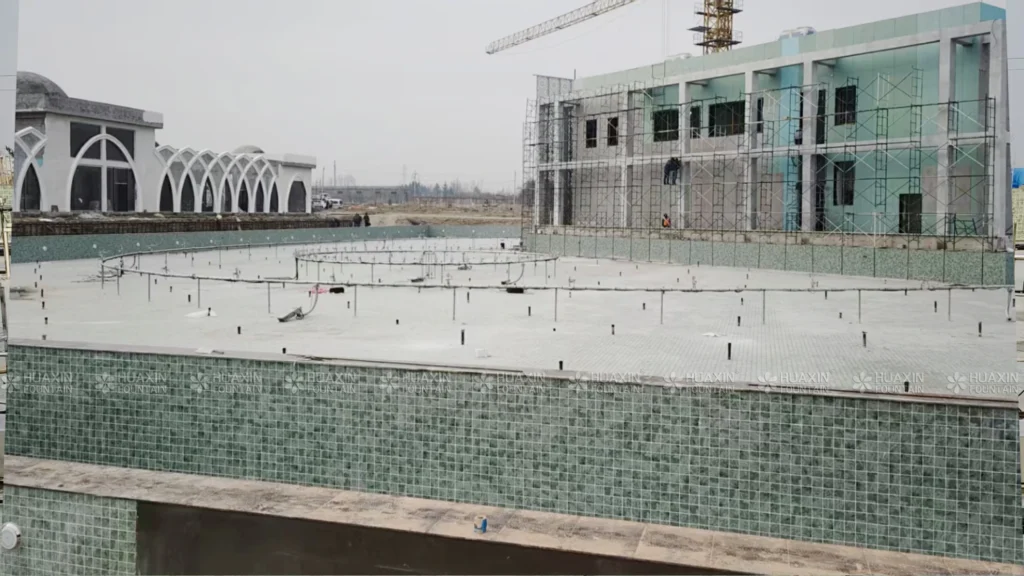 installing fountain devices at Margilan Uzbekistan project location