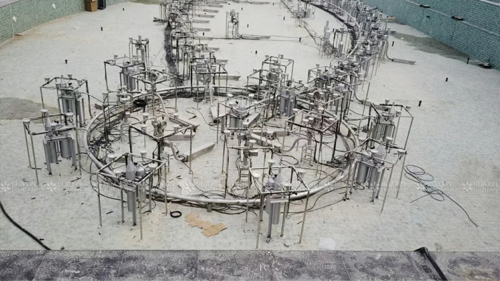 fountain system installation work in Uzbekistan construction project