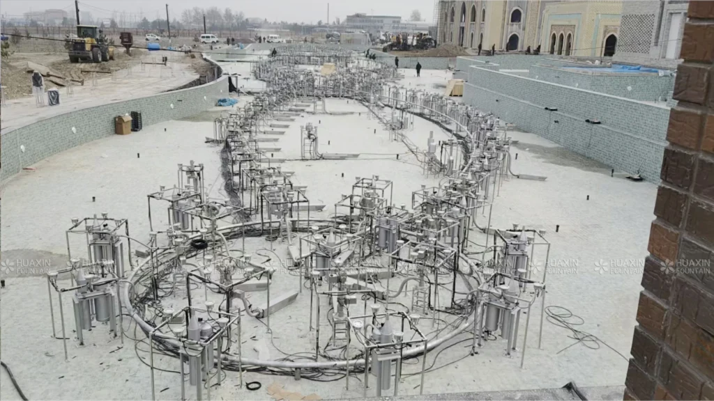 fountain infrastructure installation at Margilan Uzbekistan fountain project