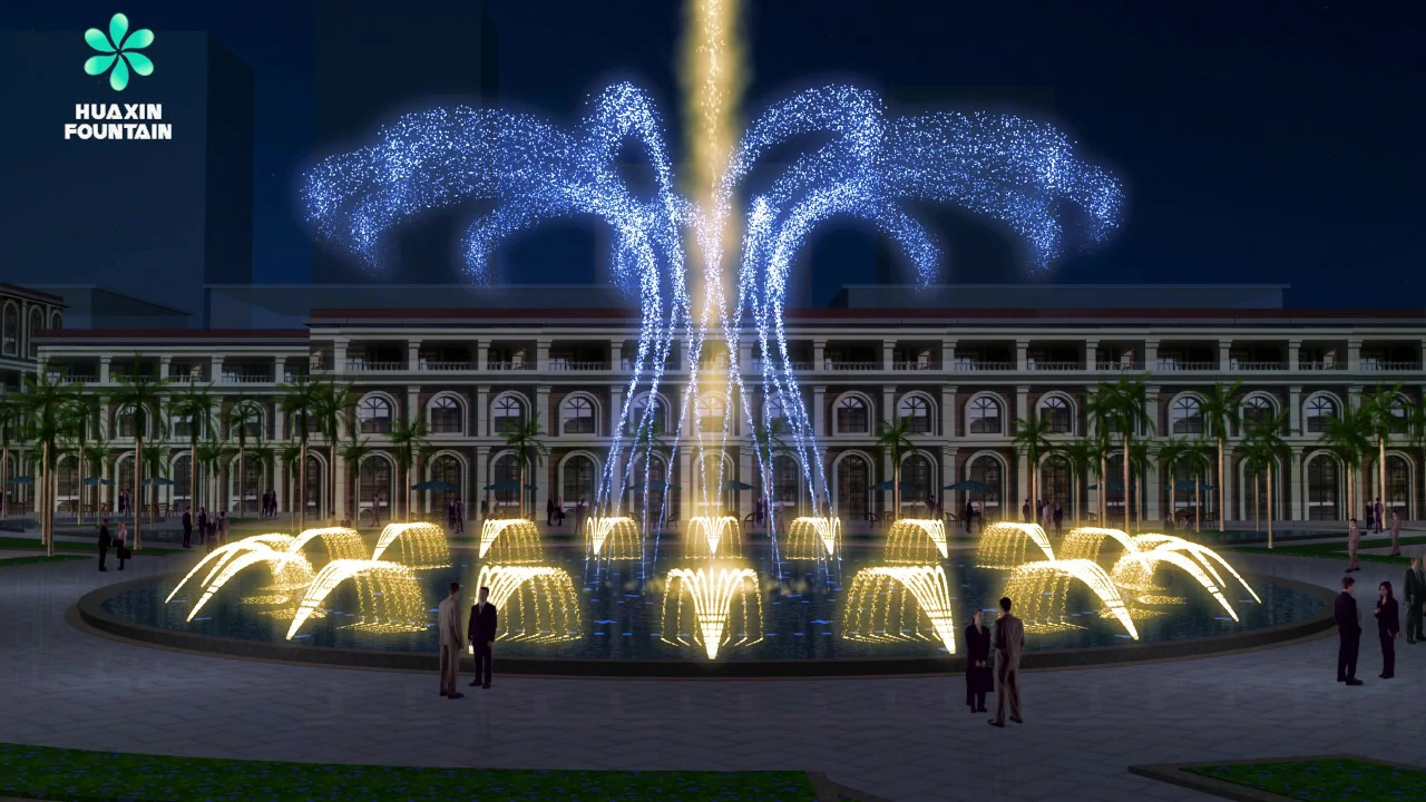 2D swing jet effect for a shopping mall pool fountain design