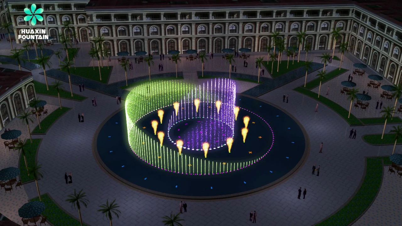 Chasing fountain ring design for a circular shopping mall pool fountain