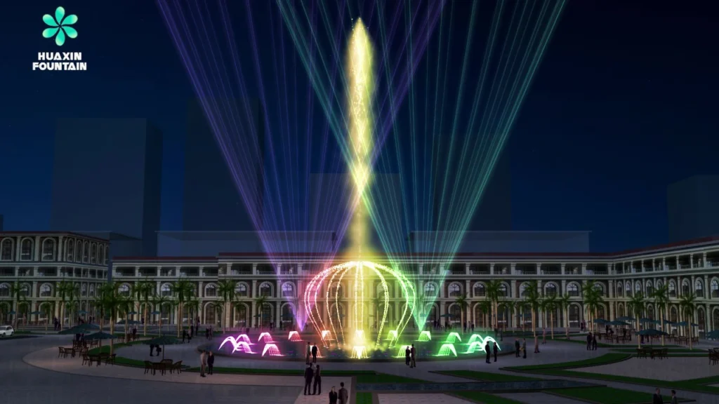 Laser water show design for a shopping mall pool fountain