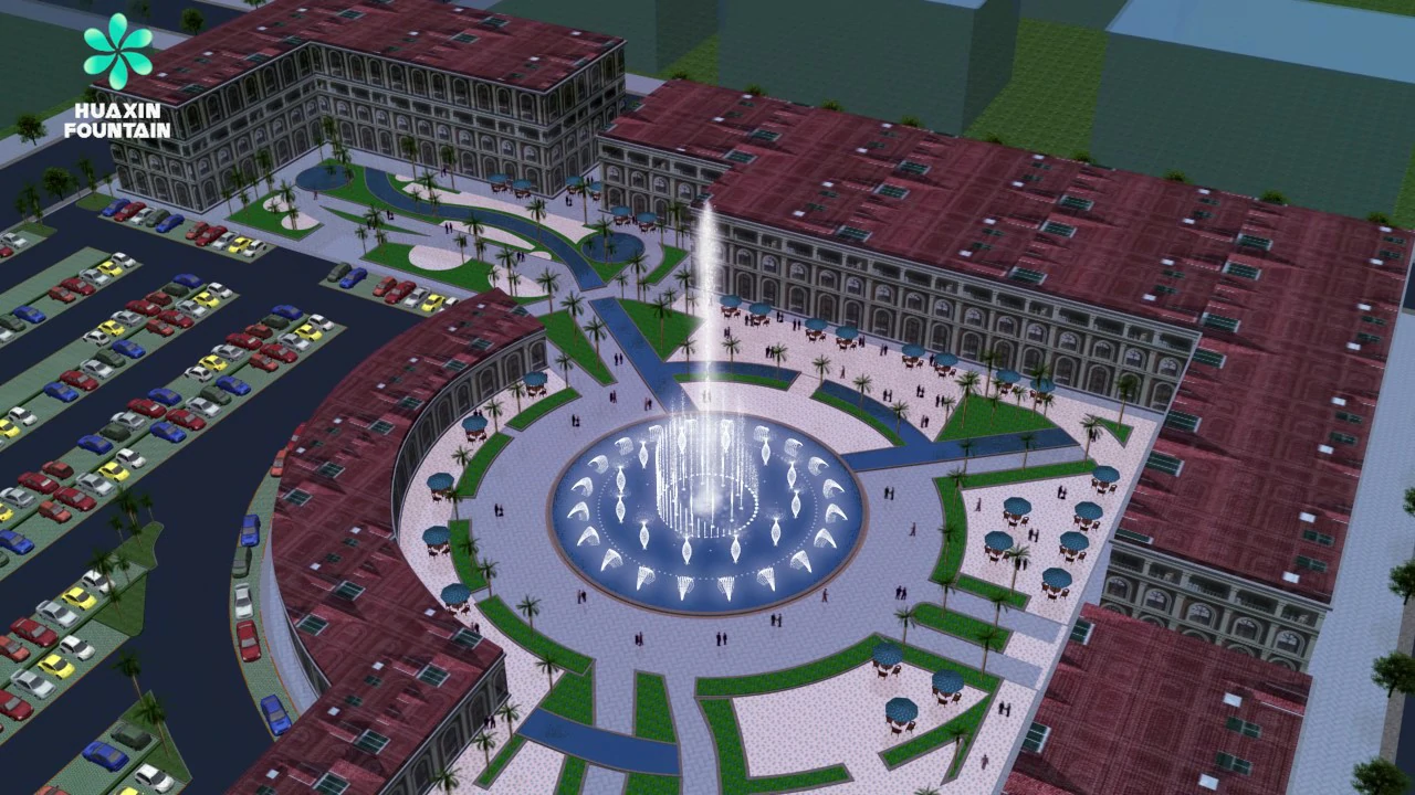 Variable fountain effect for a shopping mall pool fountain design