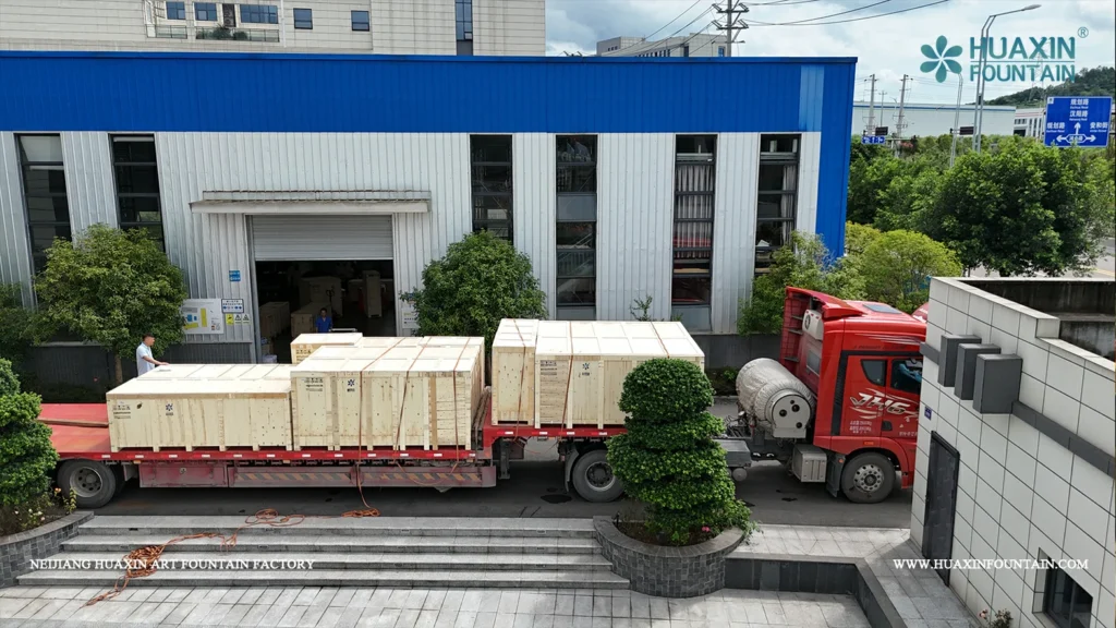 Fountain equipment shipped for the Nurafshon Business City fountain project in Uzbekistan