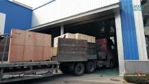 Fountain equipment and supporting components prepared for shipment to Kyrgyzstan