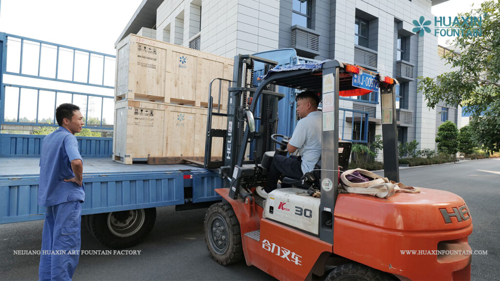 Packed equipment for the Samruk Bird-Shaped Pool Fountain Project