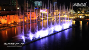 Air explosion fountain effects at the Al-Saraya Al-Hamra Lake fountain
