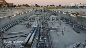 Fountain construction and system installation at Al-Saraya Al-Hamra Lake