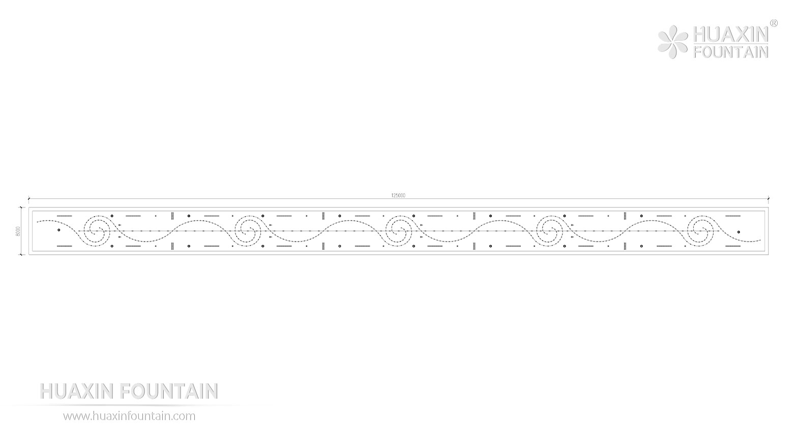 Layout drawing of the 125 m Grand Majidi Mall dancing fountain in Erbil