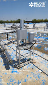 Fountain equipment installed at the Nurafshon Business City project site