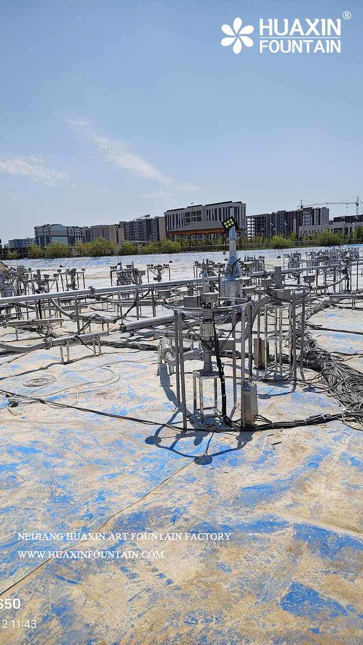 On-site installation of the Nurafshon Business City musical fountain