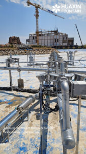 Overview of fountain installation work at Nurafshon Business City
