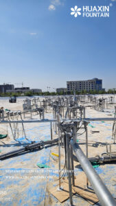 Construction progress of the musical fountain project in Nurafshon, Uzbekistan