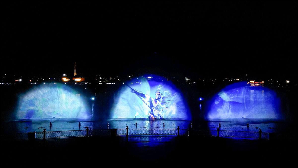 Large outdoor water screen projection show for tourism and public entertainment projects