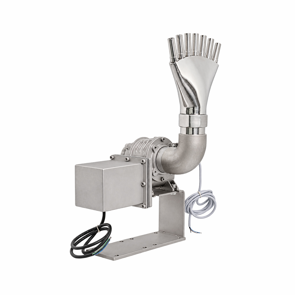 Single-axis fountain unit fitted with a multi-stream finger jet nozzle