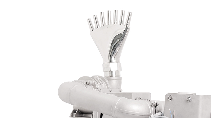 Close-up of a multi-stream finger jet nozzle for the Huaxin 2D fountain unit