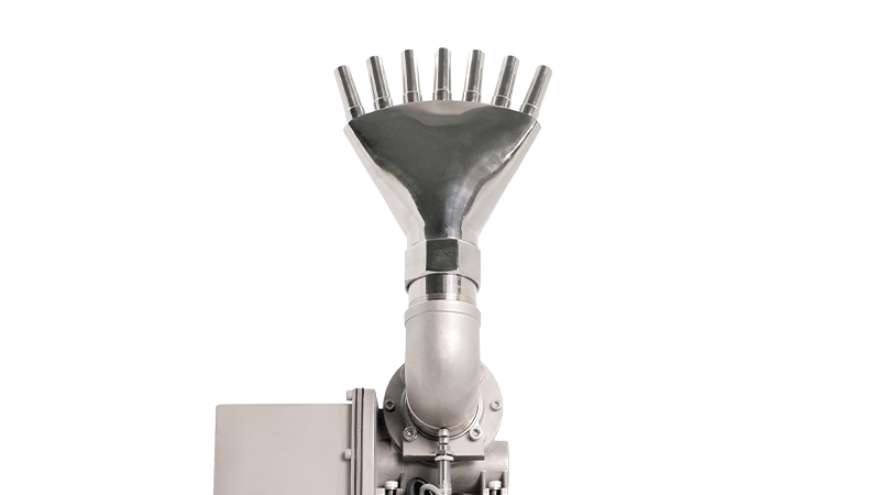 Close-up of a multi-stream finger jet nozzle for the Huaxin 2D fountain unit