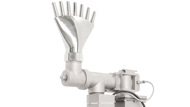 Close-up of a multi-stream finger jet nozzle for the Huaxin 2D fountain unit