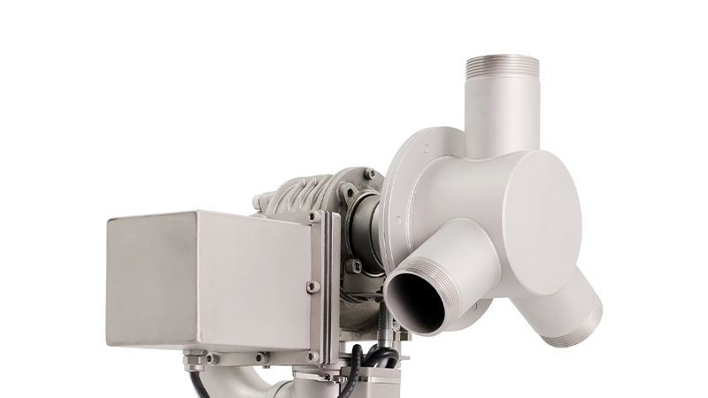 Close-up of the three nozzle outlets on a Huaxin triple-nozzle 2D fountain unit