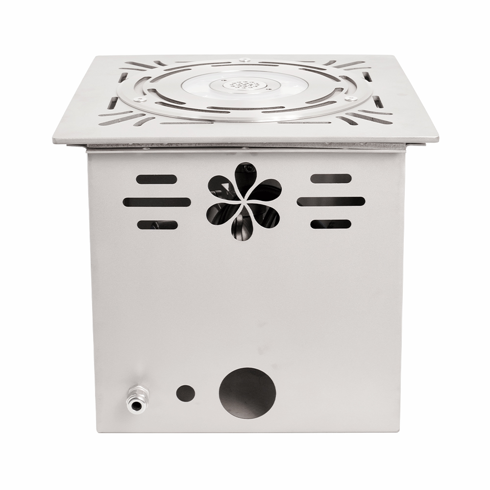 Huaxin integrated dry deck fountain module showing its stainless steel housing from another angle