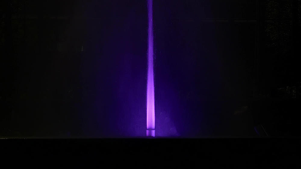Close-up of the converged water pattern from a Huaxin integrated variable fountain nozzle