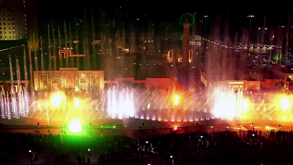Flame effects at the Margilan musical fountain project in Uzbekistan