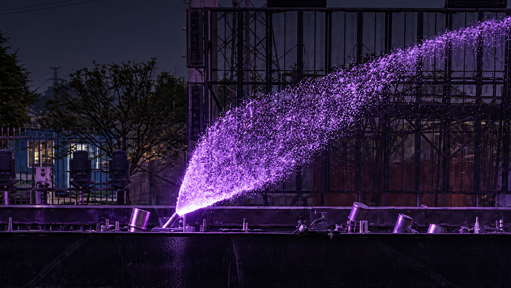 Water effect visualization for a Huaxin swinging variable fountain nozzle